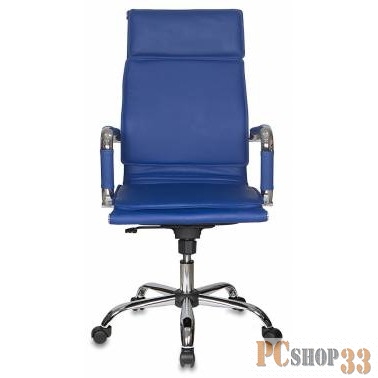 Кресло руководителя Бюрократ CH-993/blue синий искусственная кожа крестовина хромированная