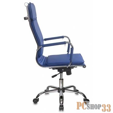 Кресло руководителя Бюрократ CH-993/blue синий искусственная кожа крестовина хромированная