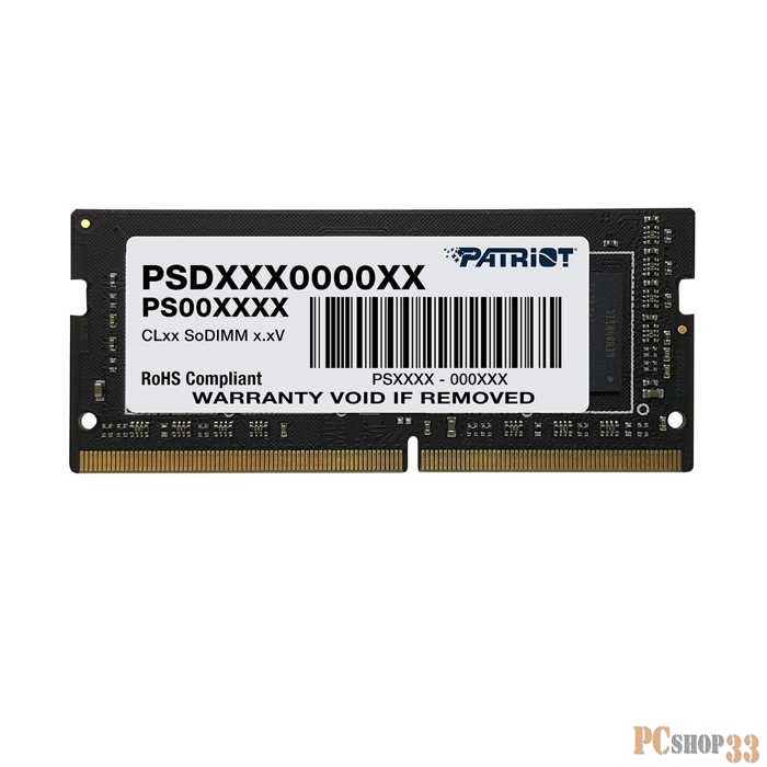 Память DDR4 8Gb 2666MHz Patriot PSD48G266682S RTL PC3-21300 CL19 SO-DIMM 260-pin 1.2В single rank