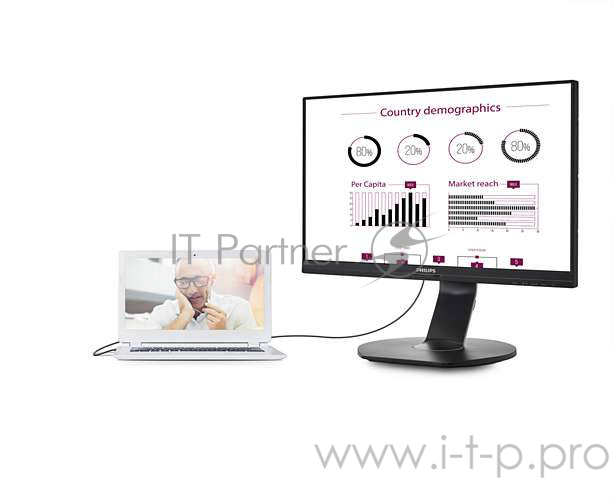 Монитор PHILIPS 23.8 241B7QUPEB/00 Black ДОК-Станция с поворотом экрана (IPS, LED, 1920x1080, 5 ms,