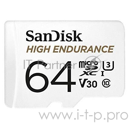Флеш карта microSD 64GB SanDisk microSDXC Class 10 UHS-I U3 V30 High Endurance Video Monitoring Card