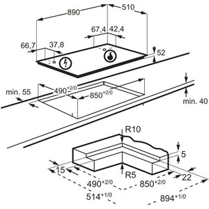 Встраиваемая газовая панель ELECTROLUX KGV9539IK
