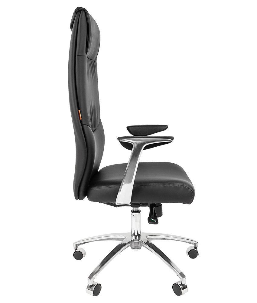 Офисное кресло Chairman Vista черное (экокожа, хромированный металл, газпатрон 3кл, ролики, механизм качания с синхронным отклонением сидения и спинк