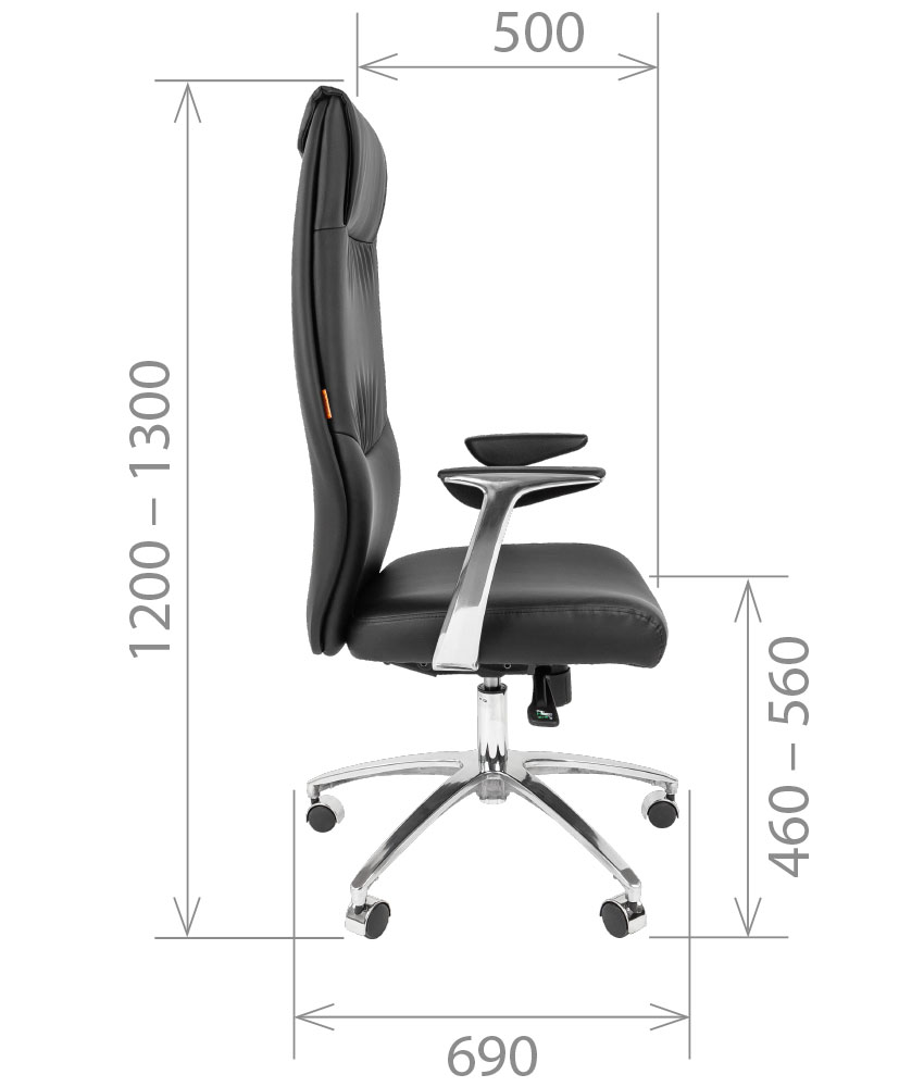 Офисное кресло Chairman Vista черное (экокожа, хромированный металл, газпатрон 3кл, ролики, механизм качания с синхронным отклонением сидения и спинк