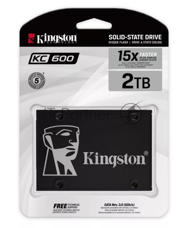 SSD 2.5 Kingston 2.0Tb KC600 Series <SKC600/2048G> (SATA3, up to 550/520Mbs, 90000 IOPS, 3D TLC, SM2259, 1200TBW, AES256, 7mm)