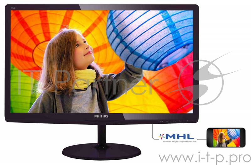 Монитор PHILIPS 23.6 247E6QDAD (00/01) черный IPS LED 14ms 16:9 DVI HDMI M/M матовая 250cd 1920x108