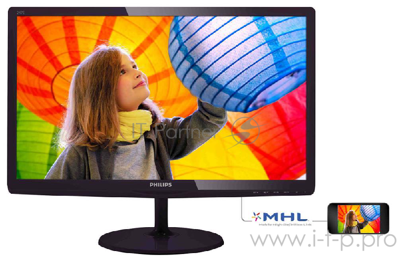 Монитор PHILIPS 23.6 247E6QDAD (00/01) черный IPS LED 14ms 16:9 DVI HDMI M/M матовая 250cd 1920x108