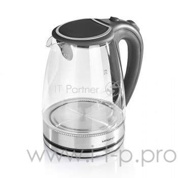 Чайник электрический MAGNIT RMK-3700, 2л.,стекло,черн.