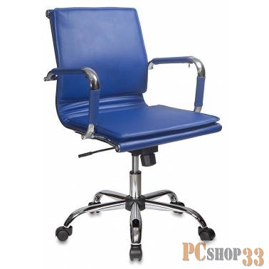 Кресло руководителя Бюрократ CH-993-Low/blue низкая спинка синий искусственная кожа крестовина хроми