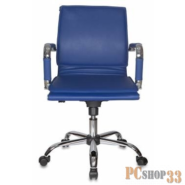 Кресло руководителя Бюрократ CH-993-Low/blue низкая спинка синий искусственная кожа крестовина хроми
