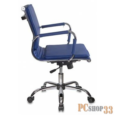 Кресло руководителя Бюрократ CH-993-Low/blue низкая спинка синий искусственная кожа крестовина хроми