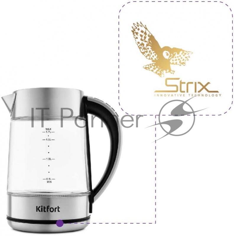 Чайник электрический Kitfort KT-690 1.7л. 2200Вт прозрачный (корпус: стекло)