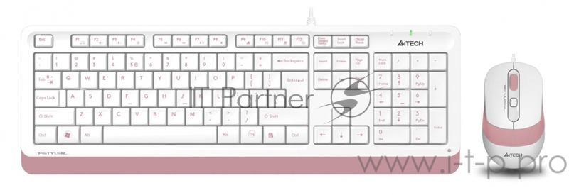 Клавиатура + мышь A4 Fstyler F1010 клав:белый/розовый мышь:белый/розовый USB Multimedia