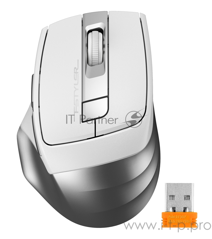 Мышь A4 Fstyler FG35 серебристый/белый оптическая (2000dpi) беспроводная USB (6but)
