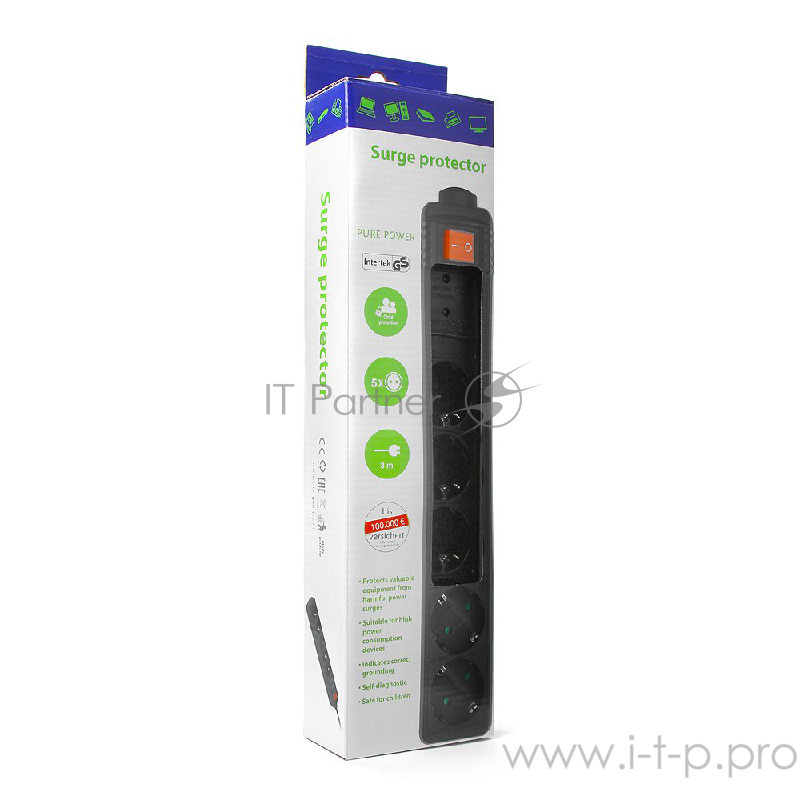 Сетевой фильтр Energenie Сетевой фильтр SPG5-C-10 3m. 16А. черный