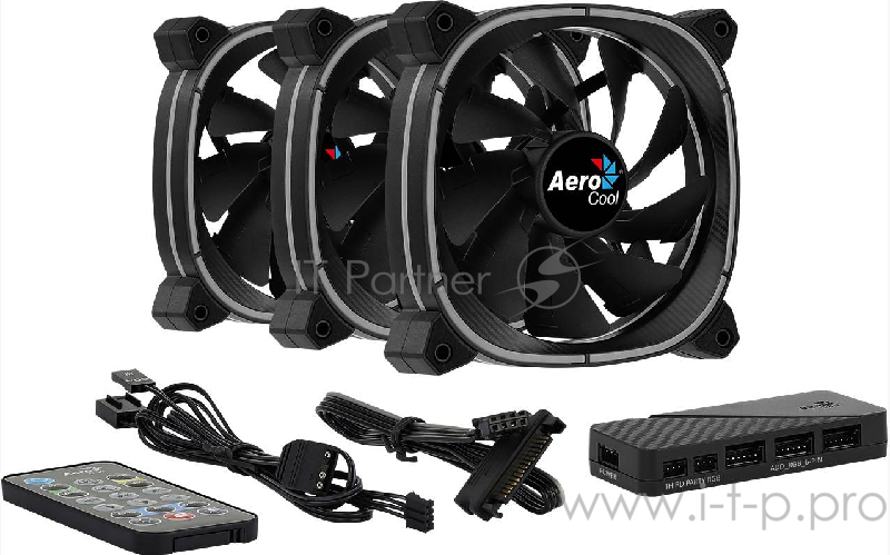 Вентилятор Aerocool Astro 12 Pro (3x120мм, 17.5dB, 1000rpm, 6 pin, подсветка+ пульт) RTL