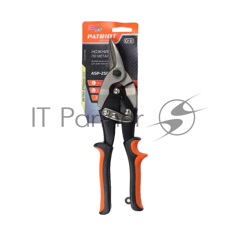 Ножницы по металлу PATRIOT ASP-250L, левый рез, CRV, двухкомпонентные рукоятки, 250мм