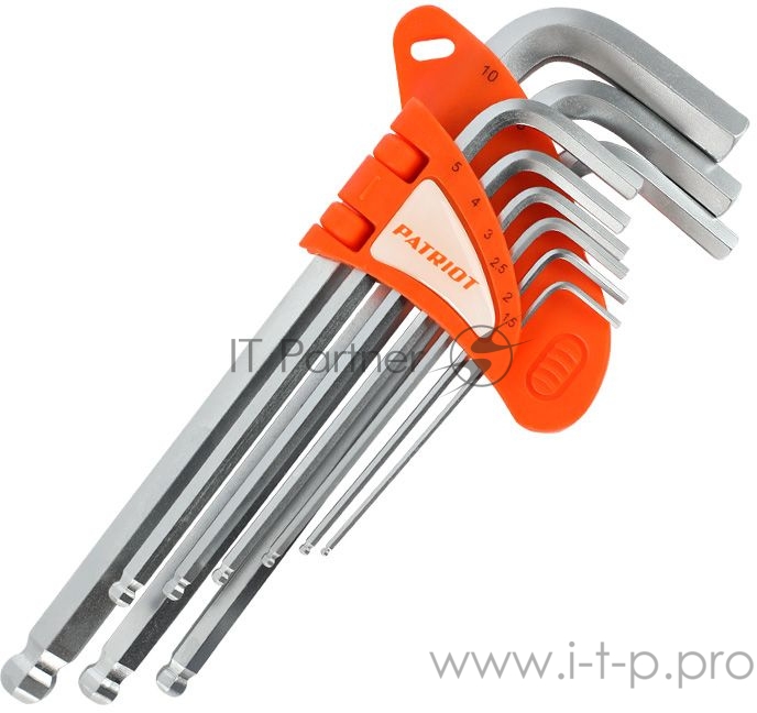 Набор ключей PATRIOT SKH-9L, шестигранные с шаром, длинные, 1,5-10мм, CRV, 9 шт