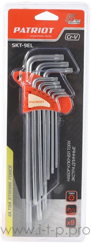 Набор ключей PATRIOT SKТ-9EL, TORX, экстра длинные, T10-T50, CRV, 9 шт