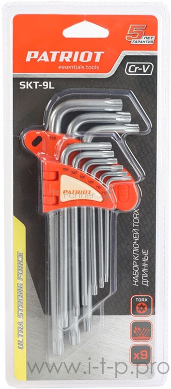 Набор ключей PATRIOT SKТ-9L, TORX, длинные, T10-T50, CRV, 9 шт