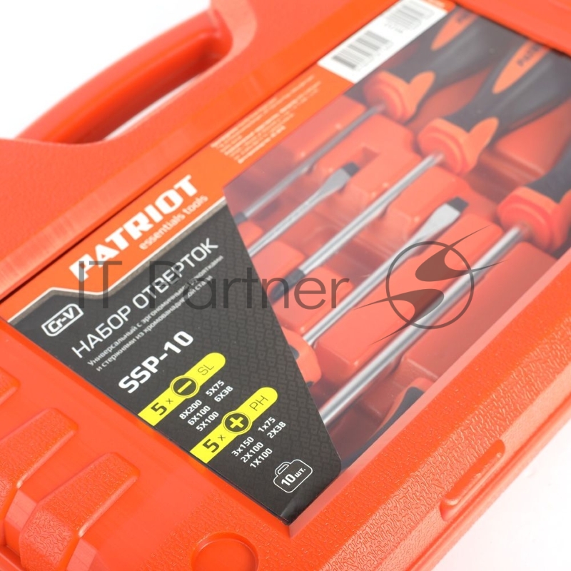 Набор отверток Patriot SSP-10, CR-V,пластиковый кейс, 10шт
