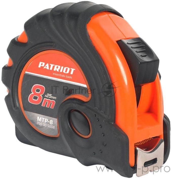 Рулетка PATRIOT MTP-8, ударопрочный корпус, обрезиненная, 8м