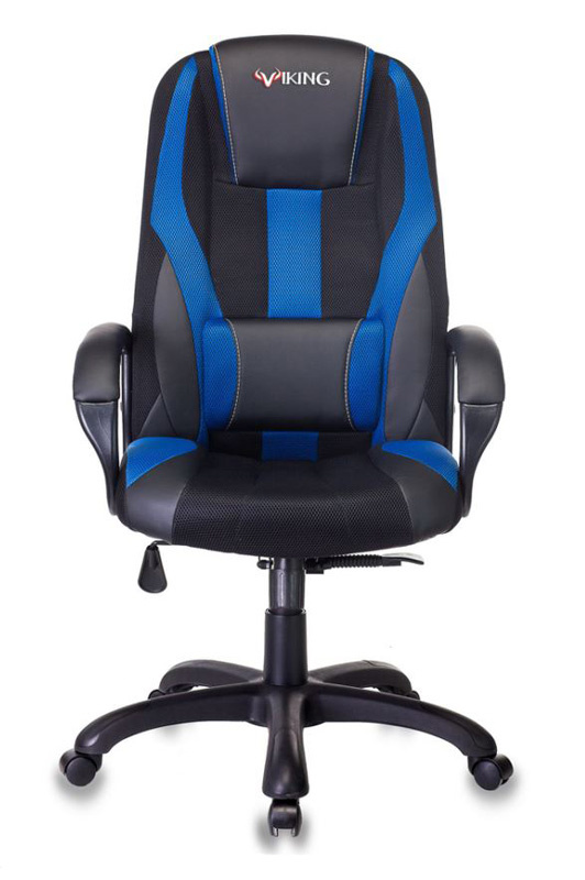 Кресло игровое Бюрократ VIKING-9/BL+BLUE черный/синий искусст.кожа/ткань