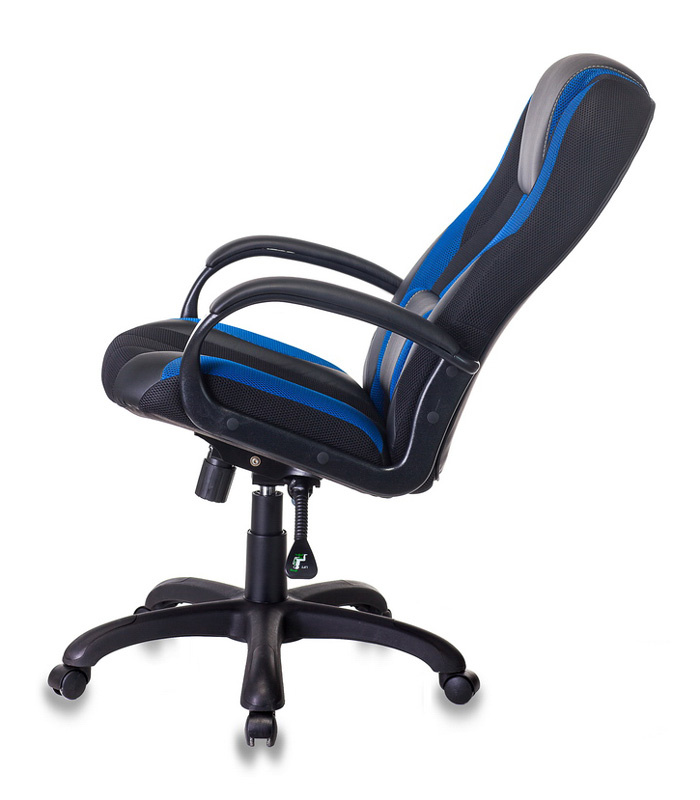 Кресло игровое Бюрократ VIKING-9/BL+BLUE черный/синий искусст.кожа/ткань