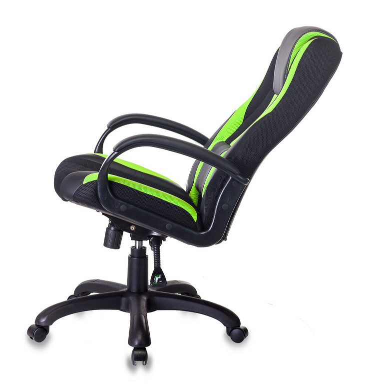 Кресло игровое Бюрократ VIKING-9/BL+SD черный/салатовый искусст.кожа/ткань