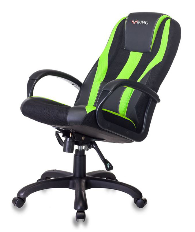 Кресло игровое Бюрократ VIKING-9/BL+SD черный/салатовый искусст.кожа/ткань