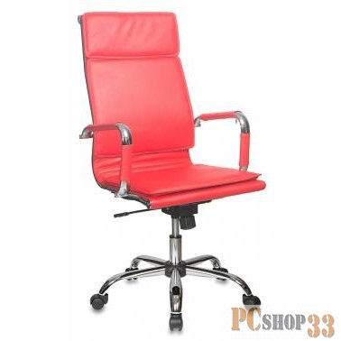 Кресло руководителя Бюрократ CH-993/red красный искусственная кожа крестовина хромированная