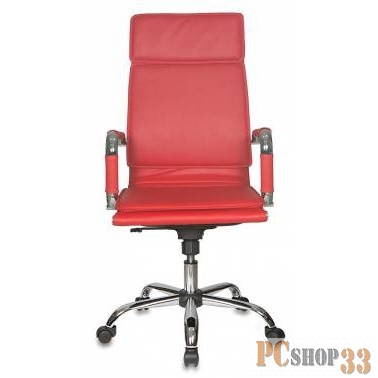 Кресло руководителя Бюрократ CH-993/red красный искусственная кожа крестовина хромированная