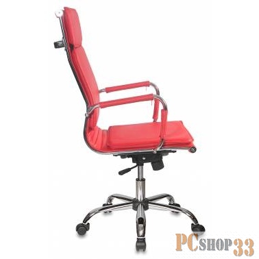 Кресло руководителя Бюрократ CH-993/red красный искусственная кожа крестовина хромированная