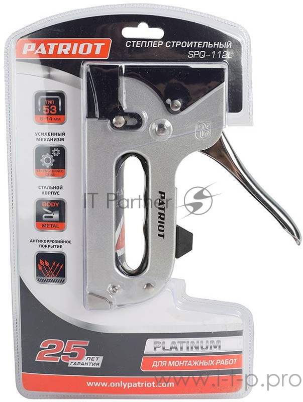 Степлер PATRIOT Platinum SPQ-112L скобы тип 53 (6-14мм), профессиональный,