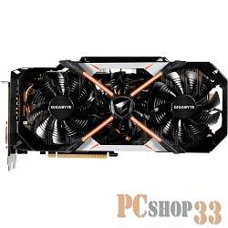Видеокарта Gigabyte PCI-E GV-N1080AORUS-8GD nVidia GeForce GTX 1080 8192Mb 256bit GDDR5X 1708/11010 DVIx1/HDMIx2/DPx3/HDCP Ret