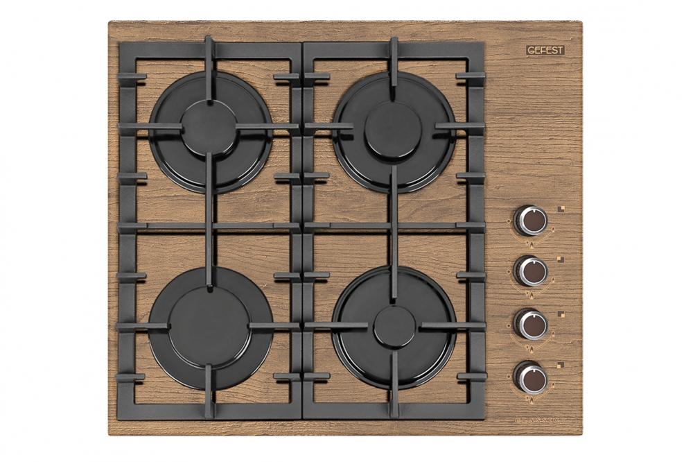 Газовая варочная панель Гефест 2230 К47 коричневый с рисунком дерево