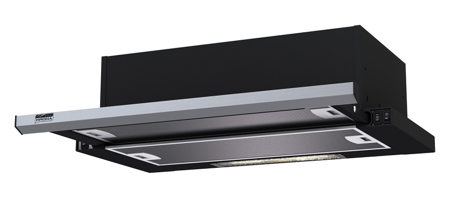 Вытяжка KRONA KAMILLA slim 600 black/inox (2 мотора)
