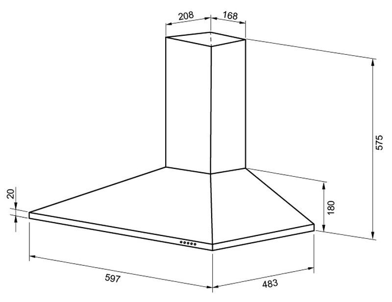 Вытяжка каминная SHINDO REYA 60 SS нержавеющая сталь