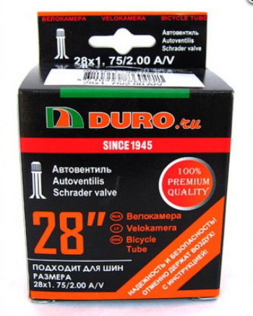Велокамера 28 DURO 28x1,75/2,00 A/V/DHB01021 РРЦ: 182р.