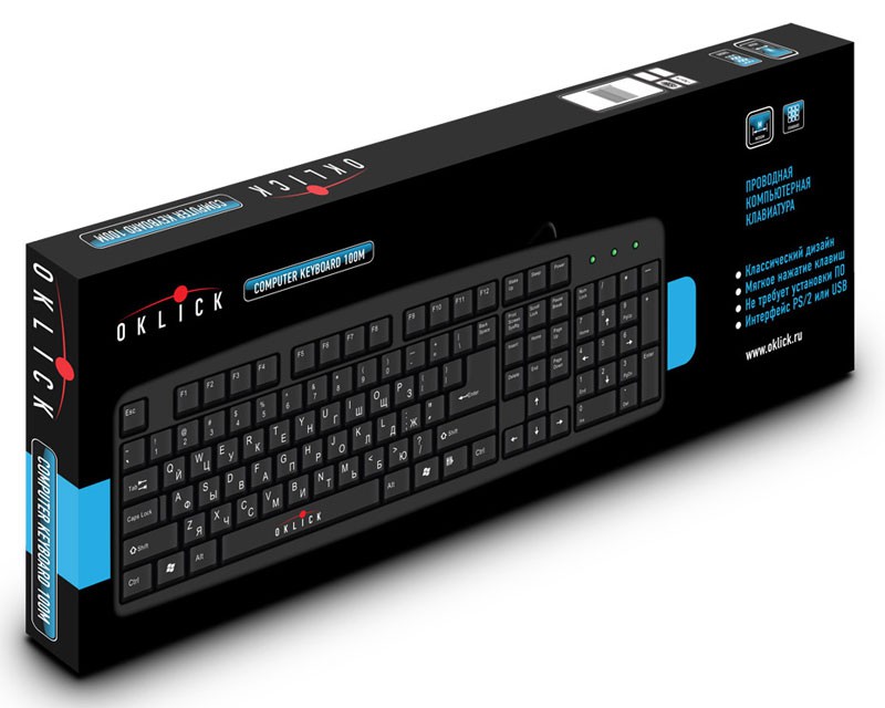 Клавиатура Oklick 100M черный PS/2