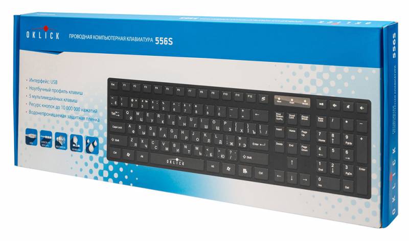 Клавиатура Oklick 556S черный USB slim Multimedia