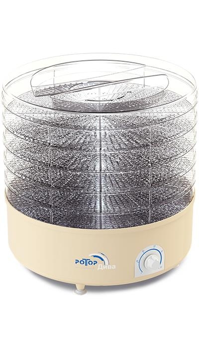 Сушилка для овощей и фруктов Ротор Дива СШ-007 с 5 прозрачными решетками в цветной упаковке