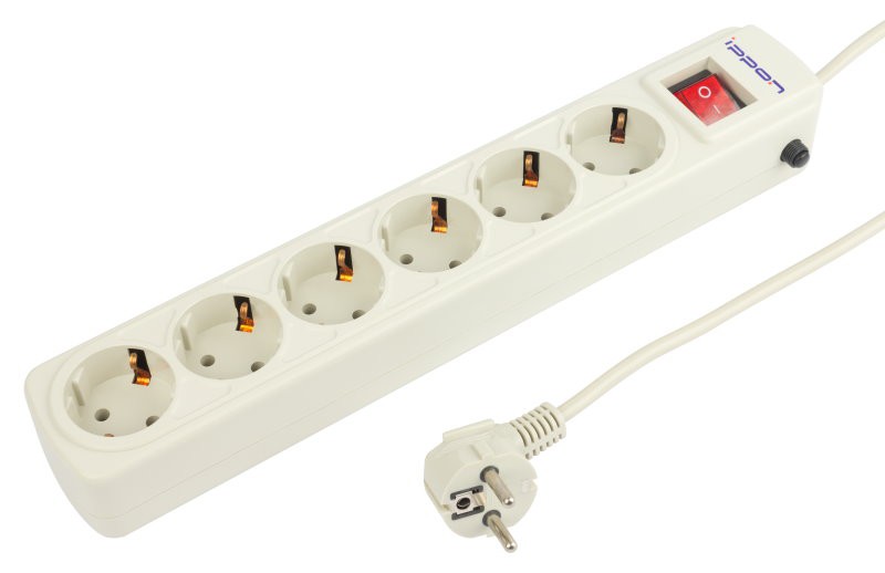 Сетевой фильтр Ippon BK232 3м (6 розеток) белый (коробка)