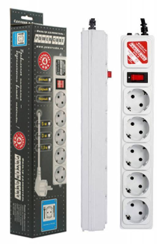 Сетевой фильтр Powercube SPG-B-15 5м (5 розеток) серый (коробка)