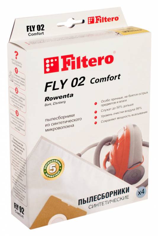 Пылесборники Filtero FLY 02 Comfort пятислойные (4пылесбор.)