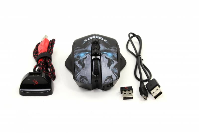 Мышь A4 Bloody R80 SKULL черный оптическая (3200dpi) беспроводная USB игровая (7but)