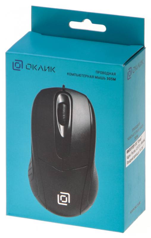 Мышь Oklick 305M черный оптическая (1000dpi) USB (2but)