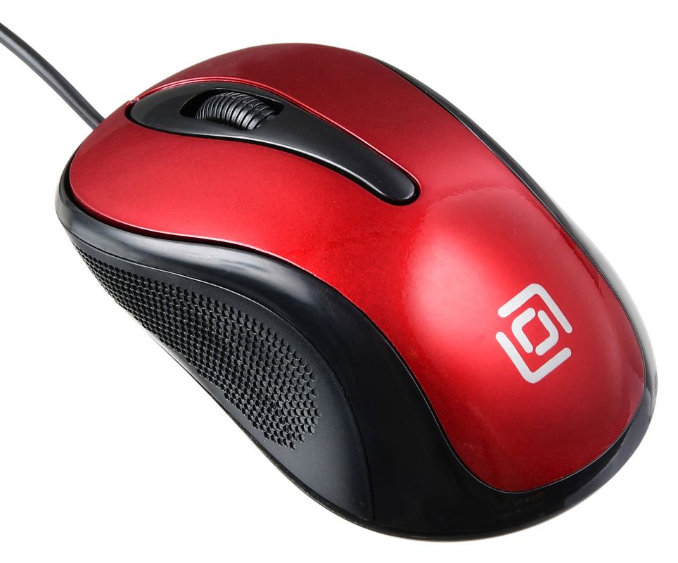 Мышь Oklick 385M черный/красный оптическая (800dpi) USB для ноутбука (2but)