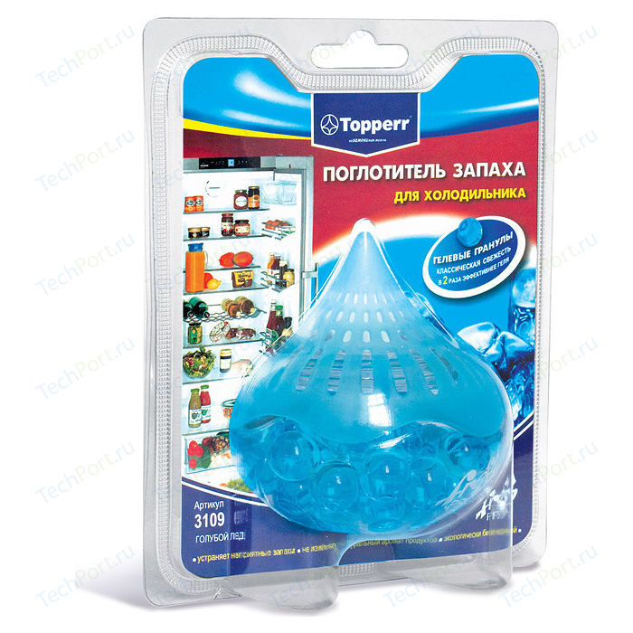 Поглотитель запаха для холодильника гелевый Topperr 3109, Голубой лёд