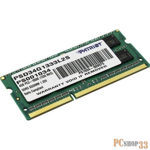 Модуль памяти для ноутбука 4GB PC10600 DDR3 SO PSD34G1333L2S PATRIOT